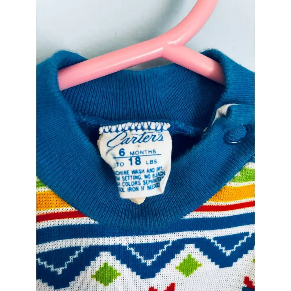 Vintage Carter’s Baby 6 Months Llama Southwest Print One Piece Retro 70s 80s